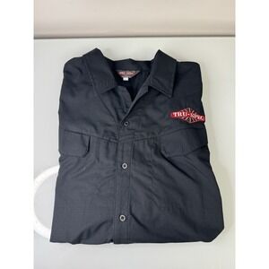 Mens Tru-Spec Button Up Short Sleeve Tactical Shirt Size 3XL Embroidered Black